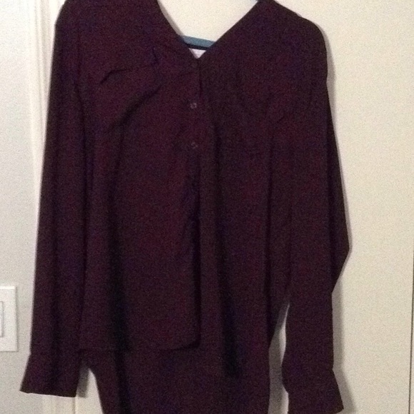 New York & Company XL Maroon Button up Blouse - Picture 1 of 5